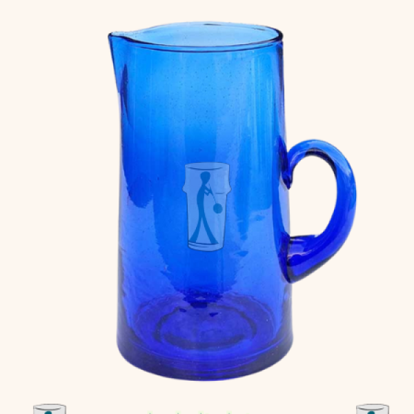 Carafe Beldi Bleu en Verre Soufflé