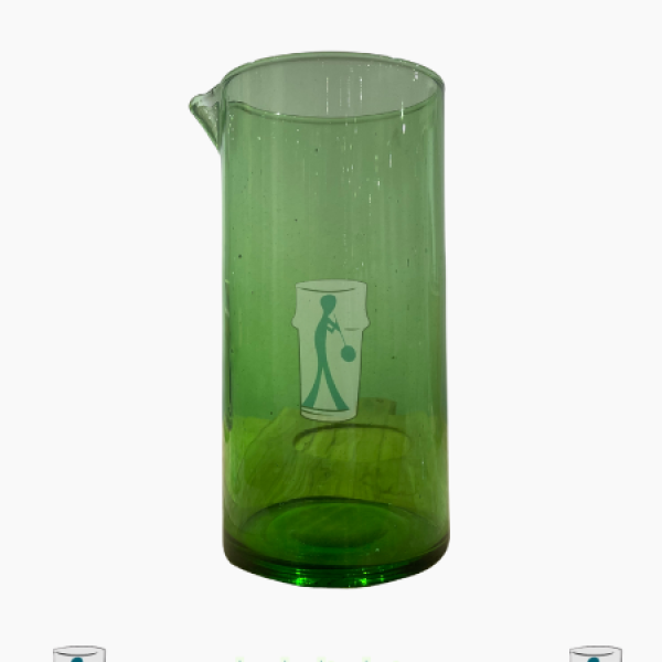 Carafe marocaine en verre Beldi sans anse - Vert