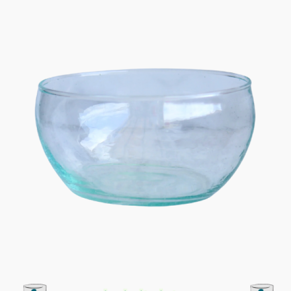 Bowl Beldi en verre recyclé soufflé à la main - TRANSPARENT