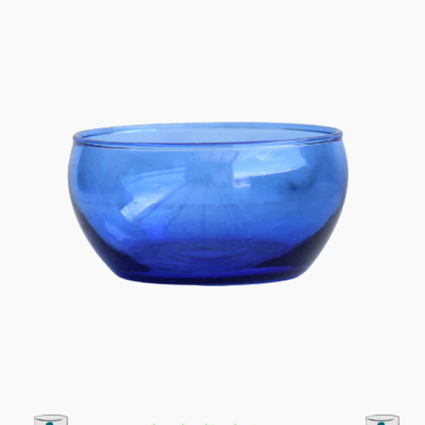 Bowl Beldi en verre recyclé soufflé à la main - BLEU