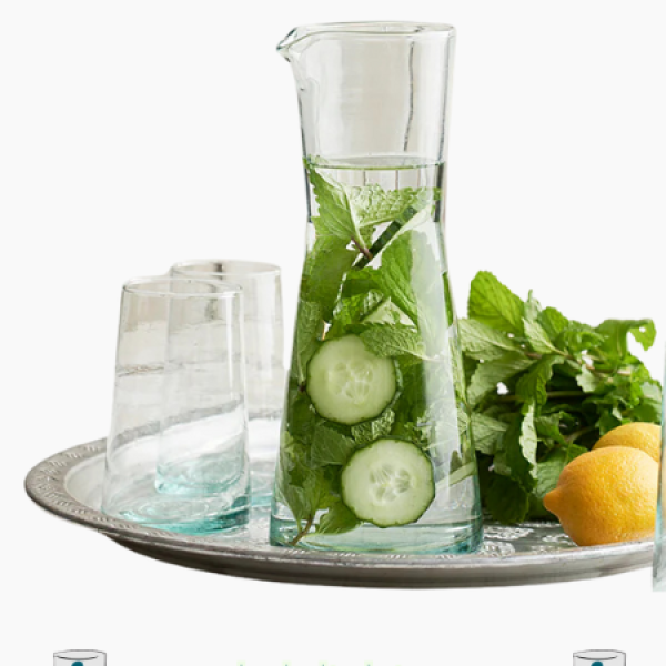 Carafe Beldi SA25 en verre beldi recyclé soufflé à la main